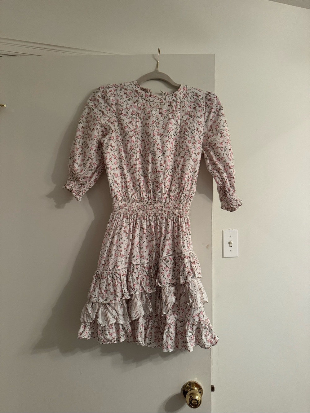 Chelsea & Violet White Mini Dress with Pink Floral Print